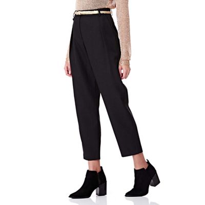 Yumi black Relaxed Belted Trousers